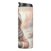 Cute Christmas Girl with Polar Teddy Bear, Thermo Thermosbecher (Nach rechts gedreht)