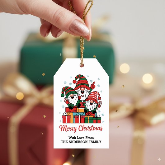 Cute Christmas Gnome Family Personalized Geschenkanhänger