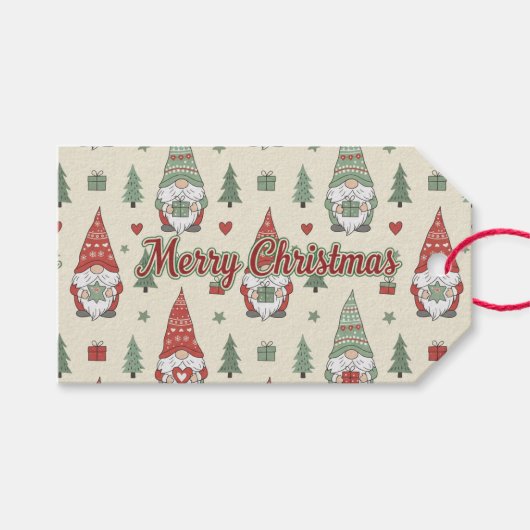 Cute Christmas Gnome Gift Tag Geschenkanhänger (Vorderseite (Horizontal))
