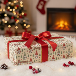 Cute Christmas Gnome Pattern Wrapping Paper Geschenkpapier