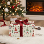 Cute Christmas Gnome Pattern Wrapping Paper Geschenkpapier