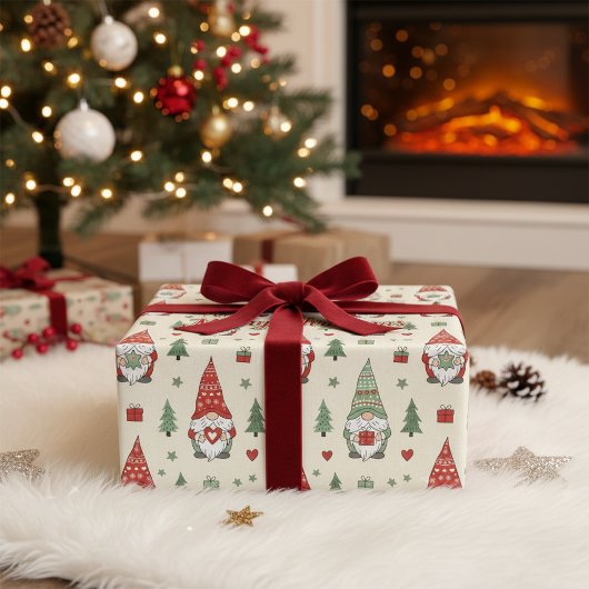 Cute Christmas Gnome Pattern Wrapping Paper Geschenkpapier