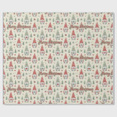 Cute Christmas Gnome Pattern Wrapping Paper Geschenkpapier (Flach)