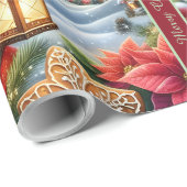 Cute Christmas Gnomes Wrapping Paper with Text Geschenkpapier (Rolleneckpunkt)