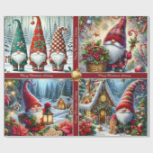 Cute Christmas Gnomes Wrapping Paper with Text Geschenkpapier (Flach)