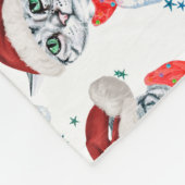 Cute Christmas Grey Tabby Cat Watercolor Fleecedecke (Ecke)
