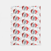 Cute Christmas Grey Tabby Cat Watercolor Fleecedecke (Vorderseite)