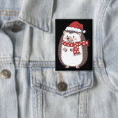 Cute Christmas Hedgehog Holiday Button (Insitu)