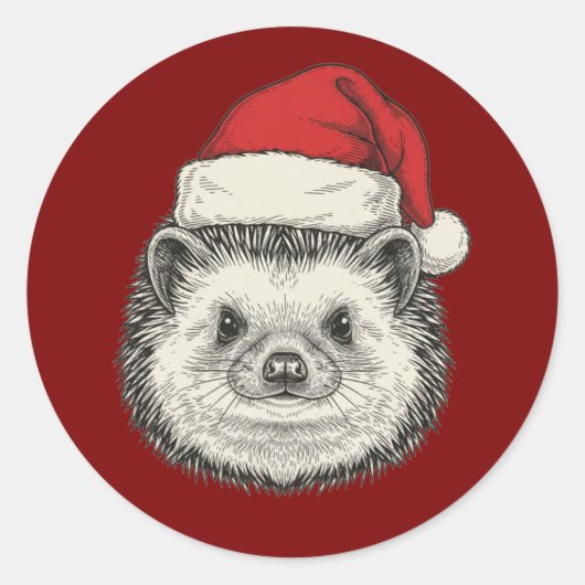 Cute Christmas Hedgehog Runder Aufkleber (Vorderseite)