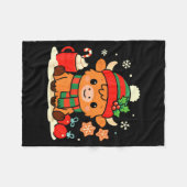 Cute Christmas Highland Cow Heifer Xmas Farm Anima Fleecedecke (Vorderseite (Horizontal))