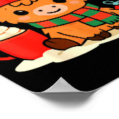 Cute Christmas Highland Cow Heifer Xmas Farm Anima Poster (Ecke)