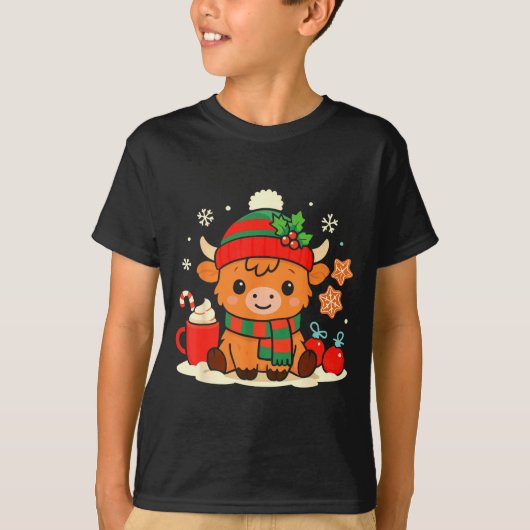 Cute Christmas Highland Cow Heifer Xmas Farm Anima T-Shirt (Vorderseite)