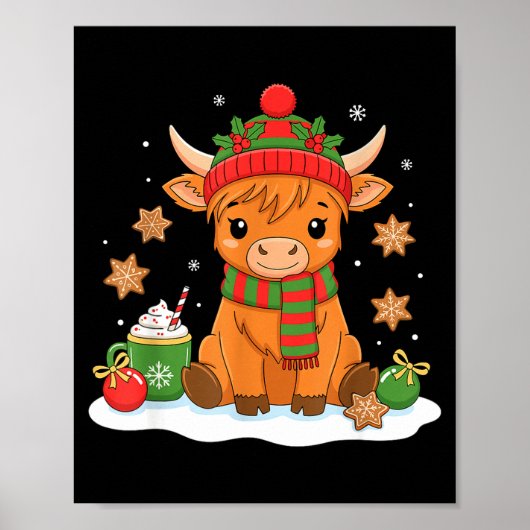 Cute Christmas Highland Cow Lover Xmas Women Farm  Poster (Vorne)