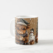 Cute Christmas Highland Cow Mug – Cozy Winter Mug Kaffeetasse (Vorderseite Links)