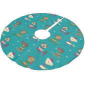 Cute Christmas Holiday Dogs on Sleds Pattern Polyester Weihnachtsbaumdecke (Schrägansicht)