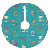 Cute Christmas Holiday Dogs on Sleds Pattern Polyester Weihnachtsbaumdecke (Vorderseite)