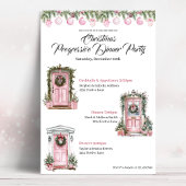 Cute Christmas Holiday Progressive Dinner Pink Einladung