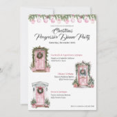 Cute Christmas Holiday Progressive Dinner Pink Einladung (Vorderseite)