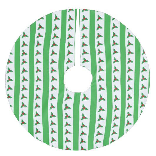 Cute Christmas Holly Berry Pattern Polyester Weihnachtsbaumdecke (Vorderseite)