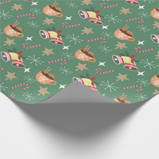 Cute Christmas Hot Cocoa Party Pattern Geschenkpapier (Ecke)