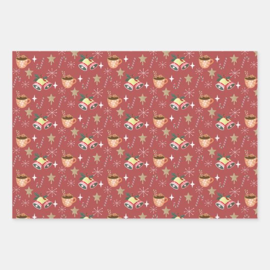 Cute Christmas Hot Cocoa Party Pattern Geschenkpapier Set (Vorderseite 3)