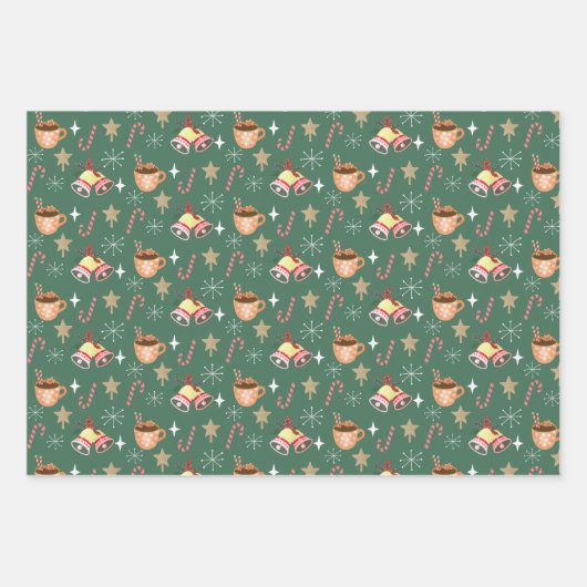 Cute Christmas Hot Cocoa Party Pattern Geschenkpapier Set (Vorderseite 2)