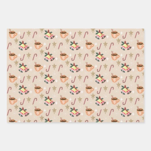Cute Christmas Hot Cocoa Party Pattern Geschenkpapier Set (Vorderseite)
