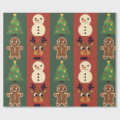Cute Christmas Icons Gift Wrapping Paper Geschenkpapier (Flach)