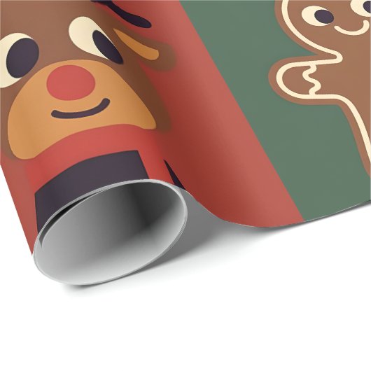 Cute Christmas Icons Gift Wrapping Paper Geschenkpapier (Rolleneckpunkt)