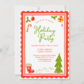 Cute Christmas Icons Scallop CUSTOM Holiday Party Einladung (Vorderseite)