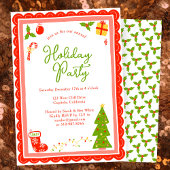 Cute Christmas Icons Scallop CUSTOM Holiday Party Einladung