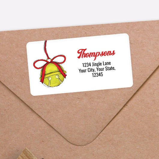 Cute Christmas Jingle Bell Return Address Adressaufkleber