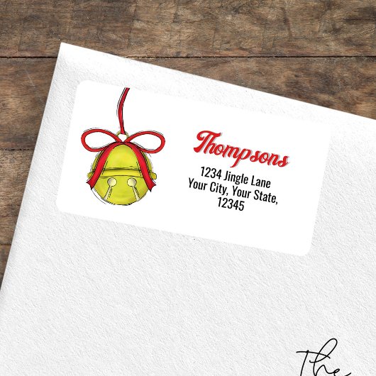 Cute Christmas Jingle Bell Return Address Adressaufkleber