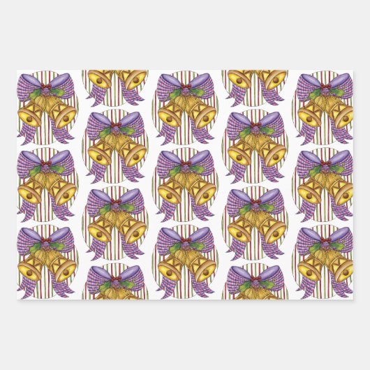 Cute Christmas Jingle Bells with Ribbon and Bow Geschenkpapier Set (Vorderseite 3)