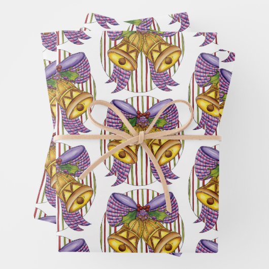 Cute Christmas Jingle Bells with Ribbon and Bow Geschenkpapier Set (Beispiel)