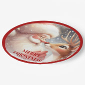 Cute Christmas Kids Plates with Santa Rudolph Pappteller (Schrägansicht)