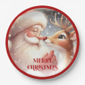 Cute Christmas Kids Plates with Santa Rudolph Pappteller (Vorderseite)