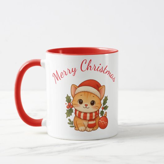 Cute Christmas Kitten Mug Tasse (Links)