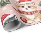 Cute Christmas Kittens on Pink Geschenkpapier (Rolleneckpunkt)