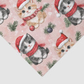 Cute Christmas Kittens on Pink Seidenpapier (Detail)
