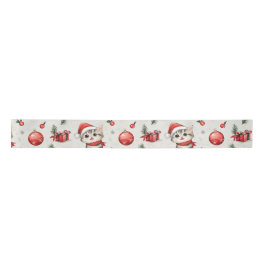 Cute Christmas Kittens Satin Ribbon Satinband