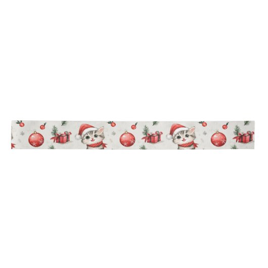 Cute Christmas Kittens Satin Ribbon Satinband (Vorderseite)