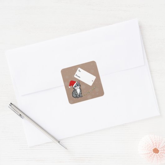 Cute Christmas Kitty Gift Tag Sticker (Umschlag)