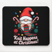 Cute Christmas Knitting Gnome Yarn Xmas For Men Wo Mousepad (Vorne)