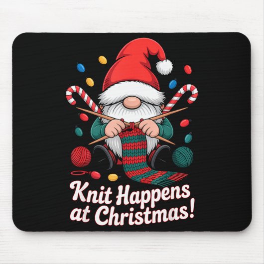 Cute Christmas Knitting Gnome Yarn Xmas For Men Wo Mousepad (Vorne)