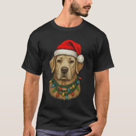 Cute Christmas Labrador with Santa Hat and Holiday T-Shirt