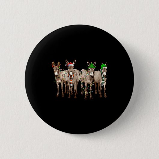 Cute Christmas Lights Santa Hat Farm Lover Button (Vorderseite)