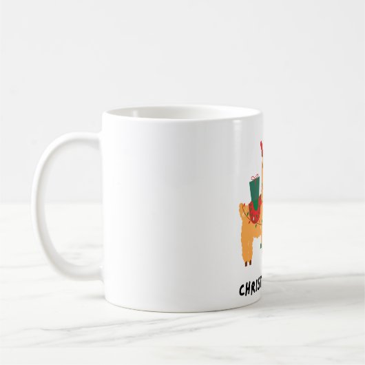 Cute Christmas Llama Illustration – Festive Holida Kaffeetasse (Links)