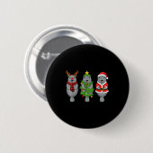 Cute Christmas Manatee Shirt, Holiday Manatee Sant Button (Vorne & Hinten)