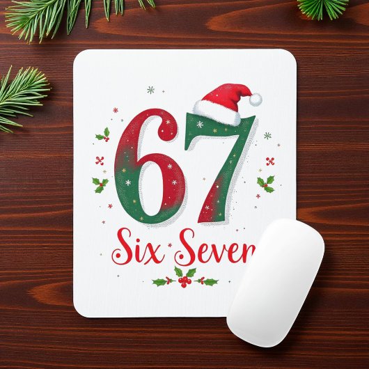 Cute Christmas Meme Six Seven 67 6 7 Holiday Mousepad